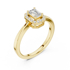 14K White Gold Emerald-Cut Octagon Halo Diamond Engagement Ring