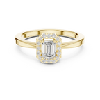 14K White Gold Emerald-Cut Octagon Halo Diamond Engagement Ring