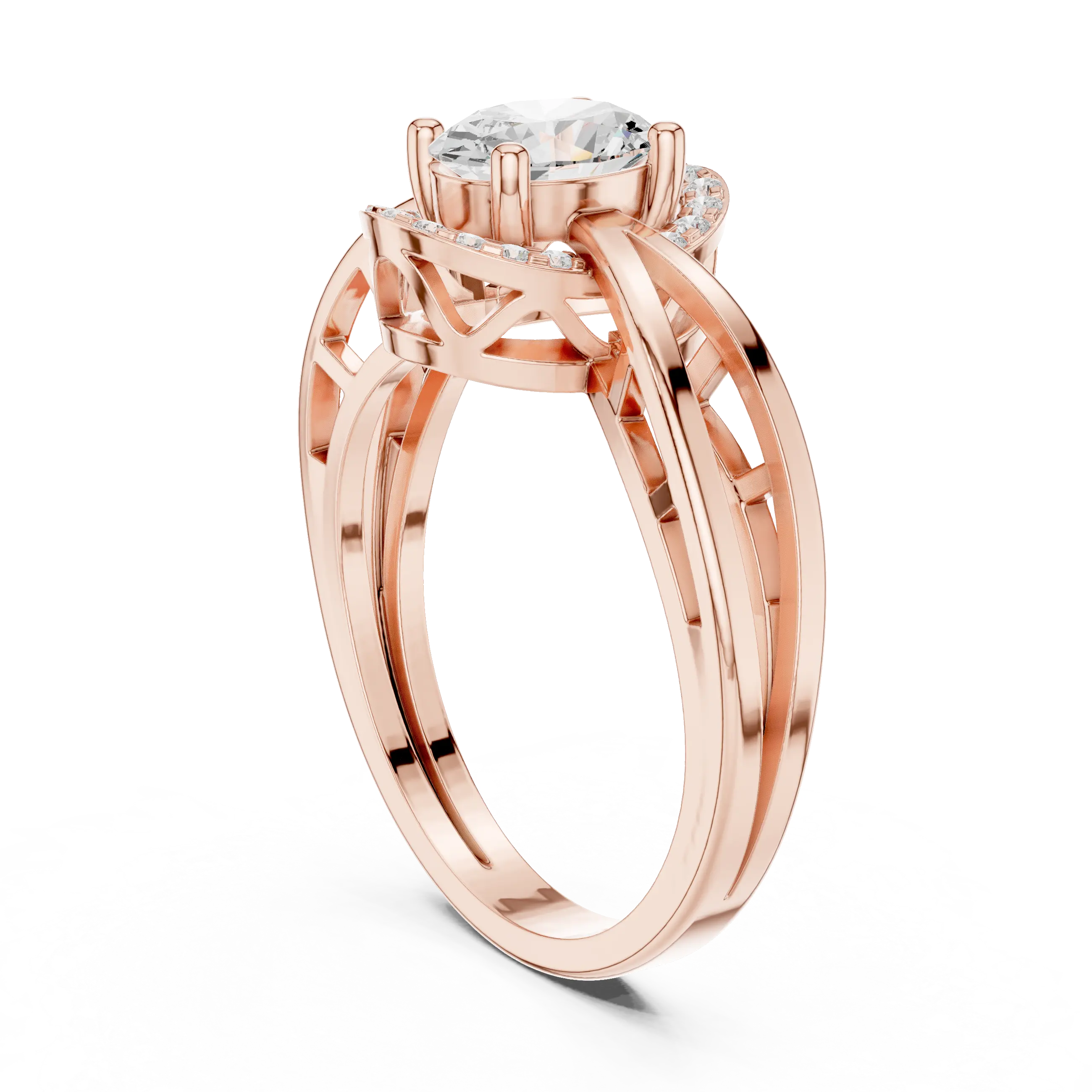18K Yellow Gold Oval-Cut Filigree Halo Lab Grown Diamond Ring