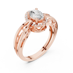 18K Yellow Gold Oval-Cut Filigree Halo Lab Grown Diamond Ring