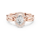 18K Yellow Gold Oval-Cut Filigree Halo Lab Grown Diamond Ring
