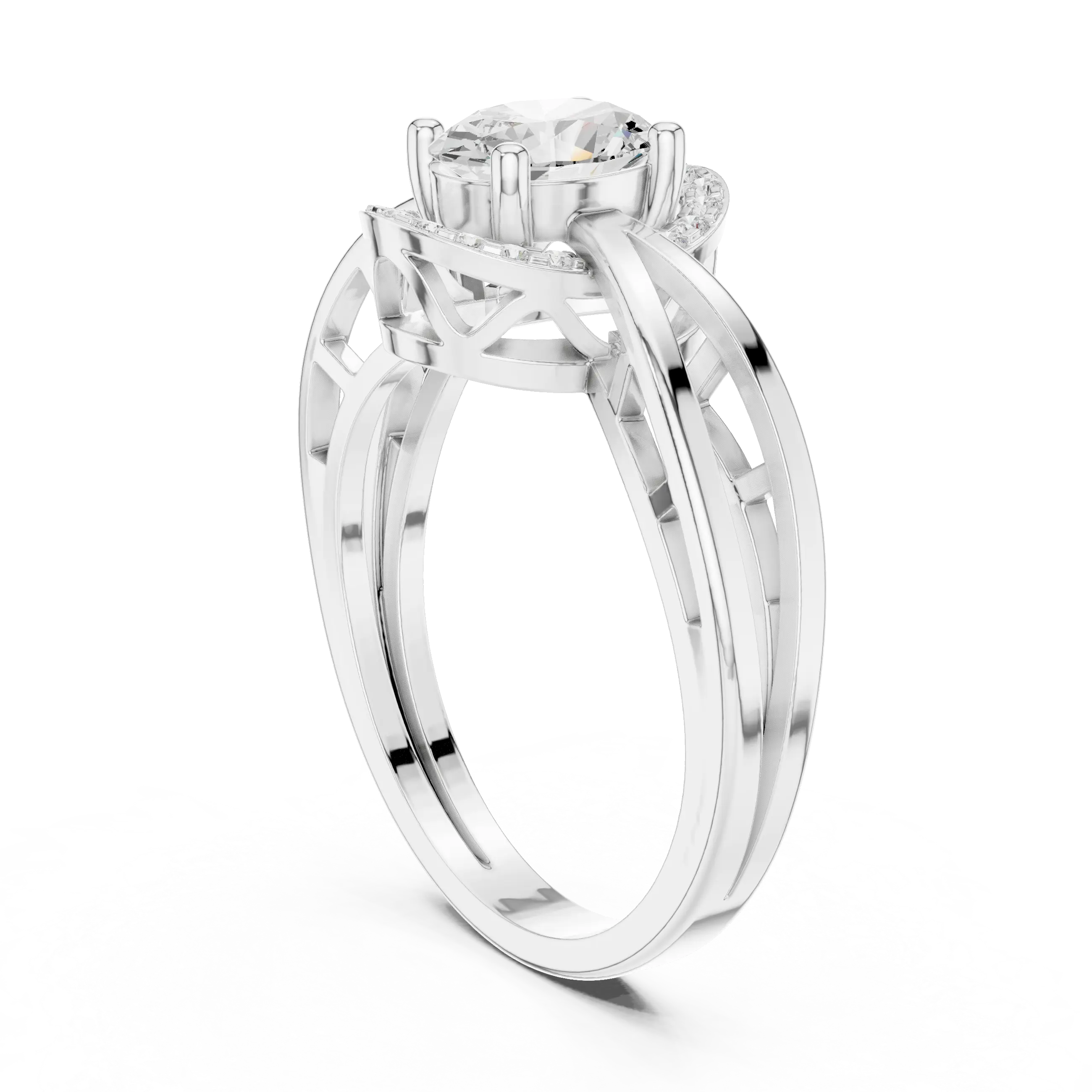 18K Yellow Gold Oval-Cut Filigree Halo Lab Grown Diamond Ring