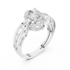 18K Yellow Gold Oval-Cut Filigree Halo Lab Grown Diamond Ring