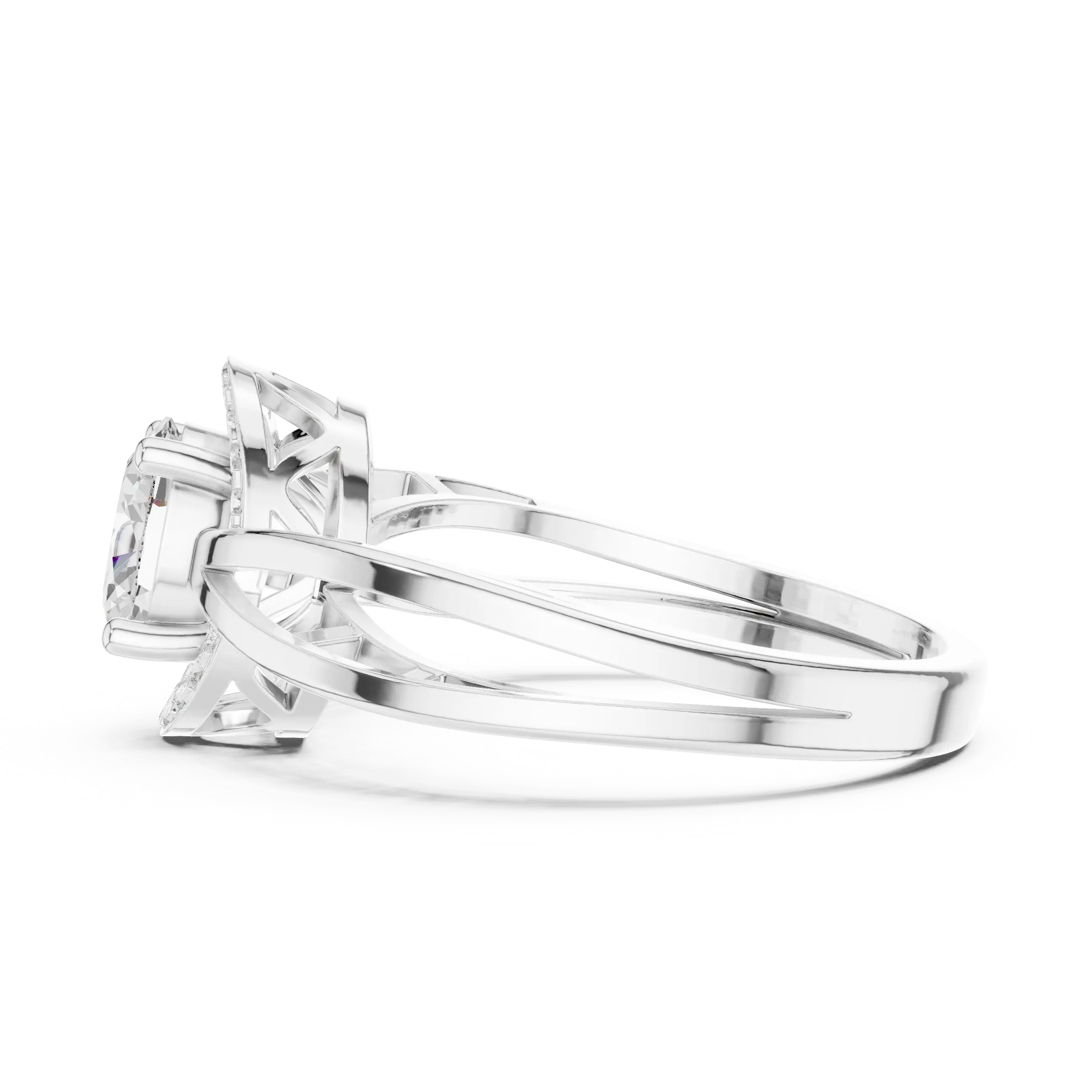 18K Yellow Gold Oval-Cut Filigree Halo Lab Grown Diamond Ring