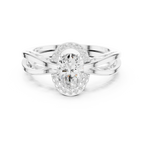 18K Yellow Gold Oval-Cut Filigree Halo Lab Grown Diamond Ring