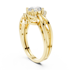 18K Yellow Gold Oval-Cut Filigree Halo Lab Grown Diamond Ring