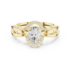 18K Yellow Gold Oval-Cut Filigree Halo Lab Grown Diamond Ring