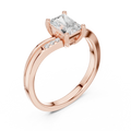 14K Rose Gold Radiant-Cut Diamond Pavé Accent Engagement Ring
