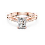 14K Rose Gold Radiant-Cut Diamond Pavé Accent Engagement Ring