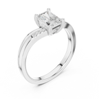 14K Rose Gold Radiant-Cut Diamond Pavé Accent Engagement Ring