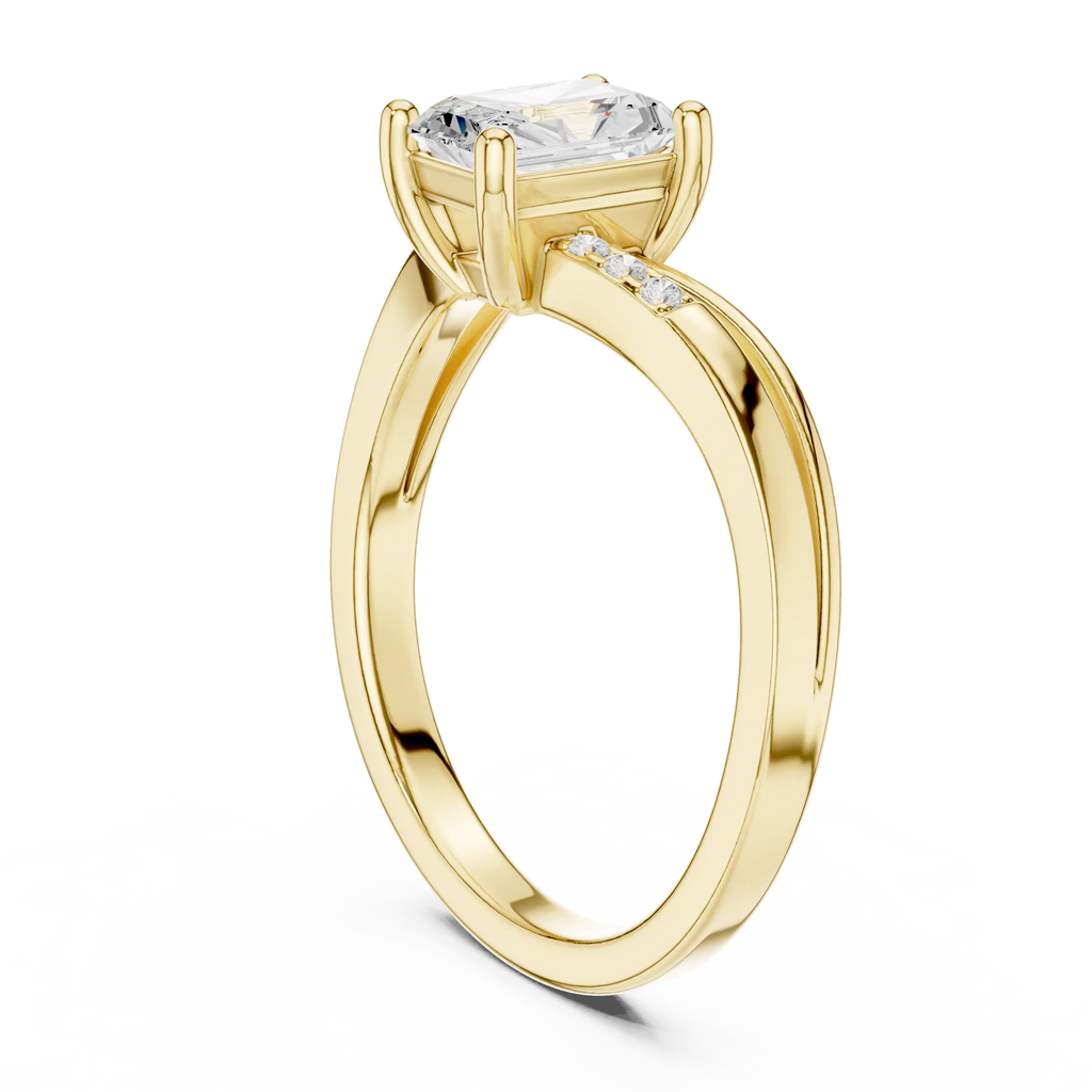 14K Rose Gold Radiant-Cut Diamond Pavé Accent Engagement Ring