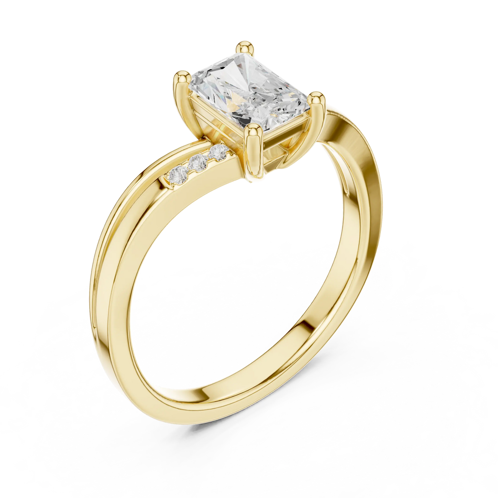 14K Rose Gold Radiant-Cut Diamond Pavé Accent Engagement Ring