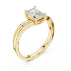 14K Rose Gold Radiant-Cut Diamond Pavé Accent Engagement Ring