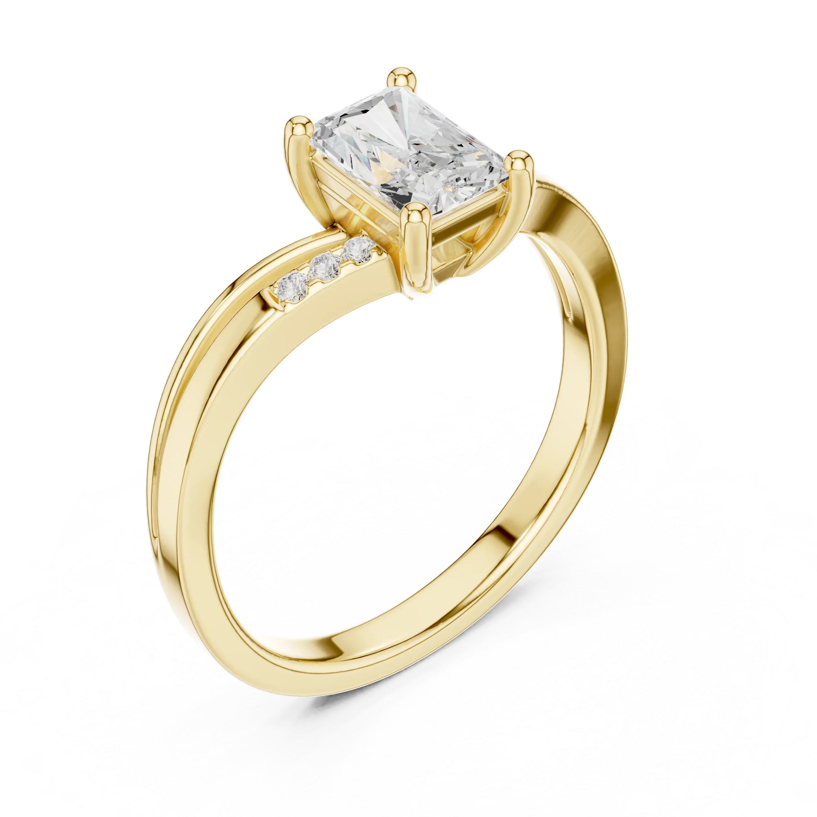 14K Rose Gold Radiant-Cut Diamond Pavé Accent Engagement Ring