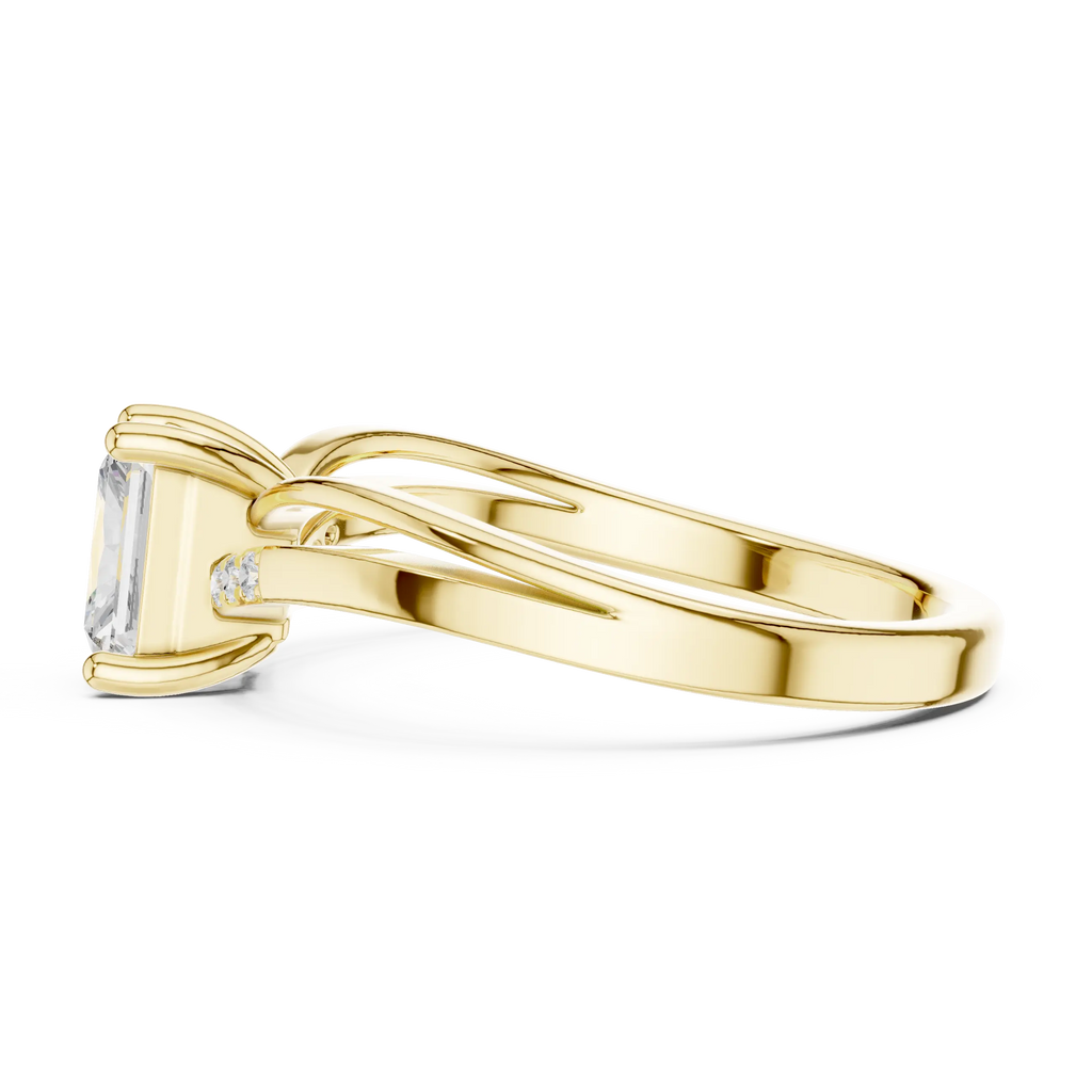 14K Rose Gold Radiant-Cut Diamond Pavé Accent Engagement Ring
