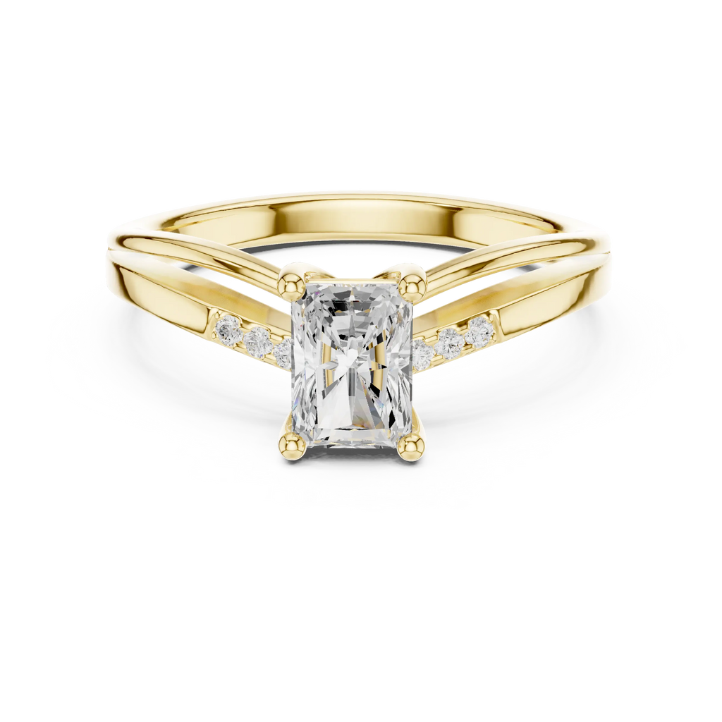 14K Rose Gold Radiant-Cut Diamond Pavé Accent Engagement Ring