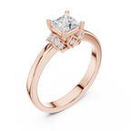 18K White Gold Princess-Cut Diamond Ring with Pavé Gallery