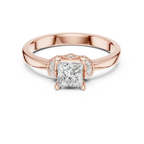 18K White Gold Princess-Cut Diamond Ring with Pavé Gallery