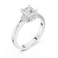 18K White Gold Princess-Cut Diamond Ring with Pavé Gallery