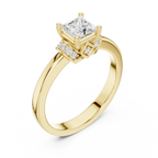 18K White Gold Princess-Cut Diamond Ring with Pavé Gallery