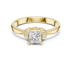 18K White Gold Princess-Cut Diamond Ring with Pavé Gallery