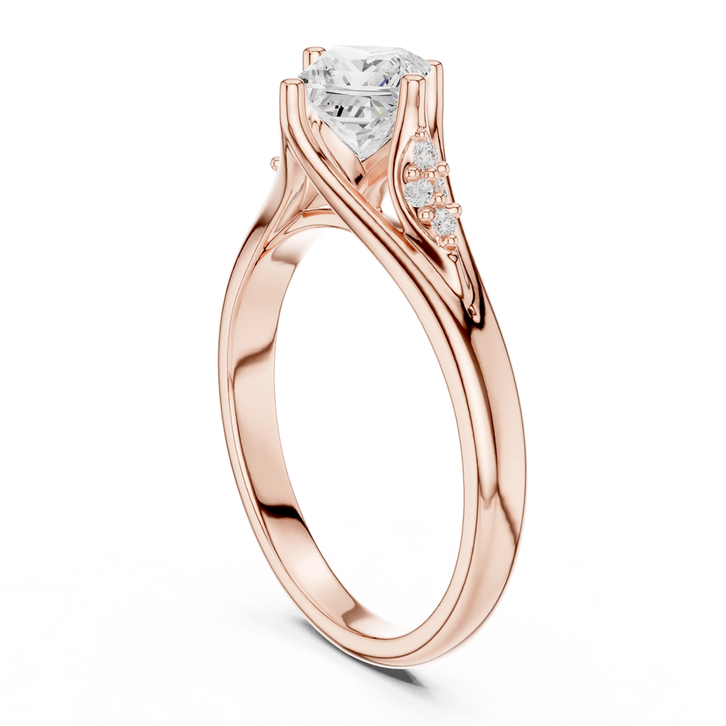14K White Gold Princess-Cut Pavé Cathedral Moissanite Diamond Ring