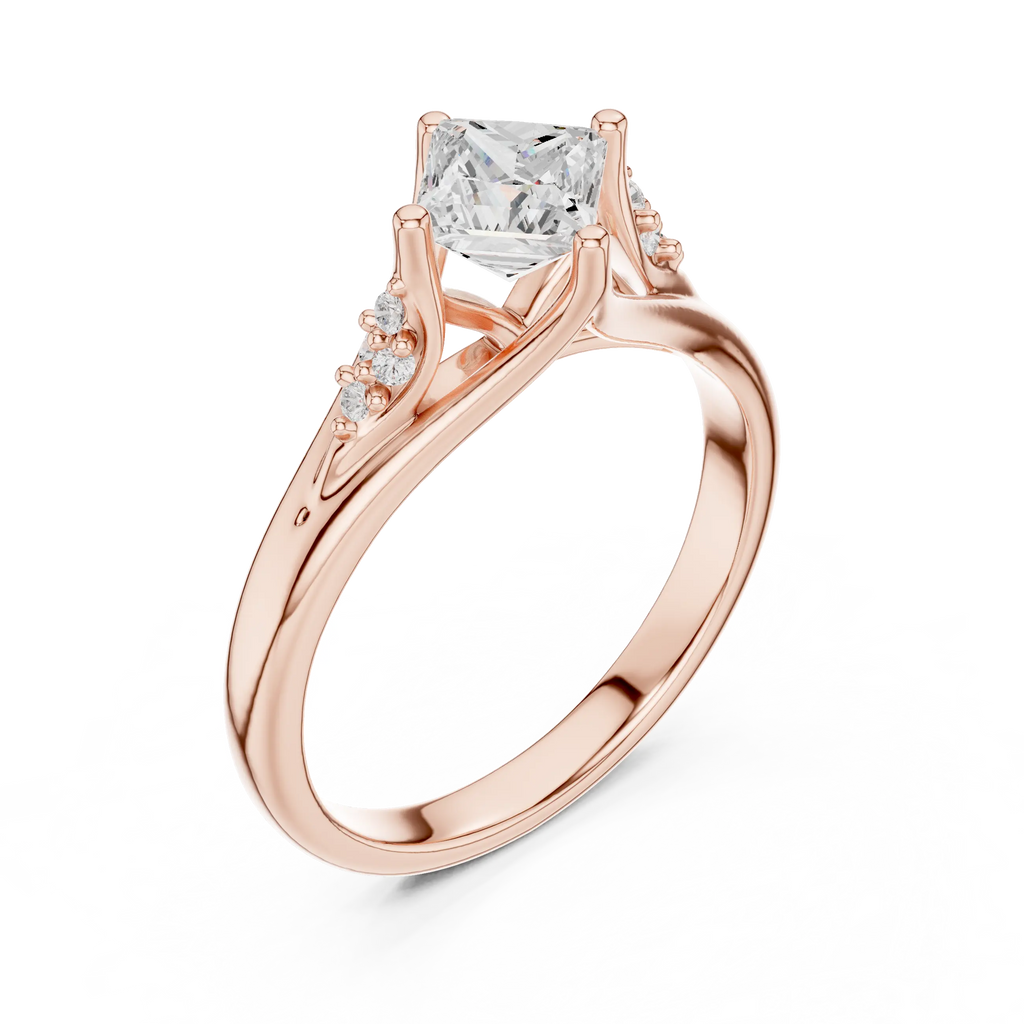 14K White Gold Princess-Cut Pavé Cathedral Moissanite Diamond Ring