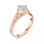 14K White Gold Princess-Cut Pavé Cathedral Moissanite Diamond Ring