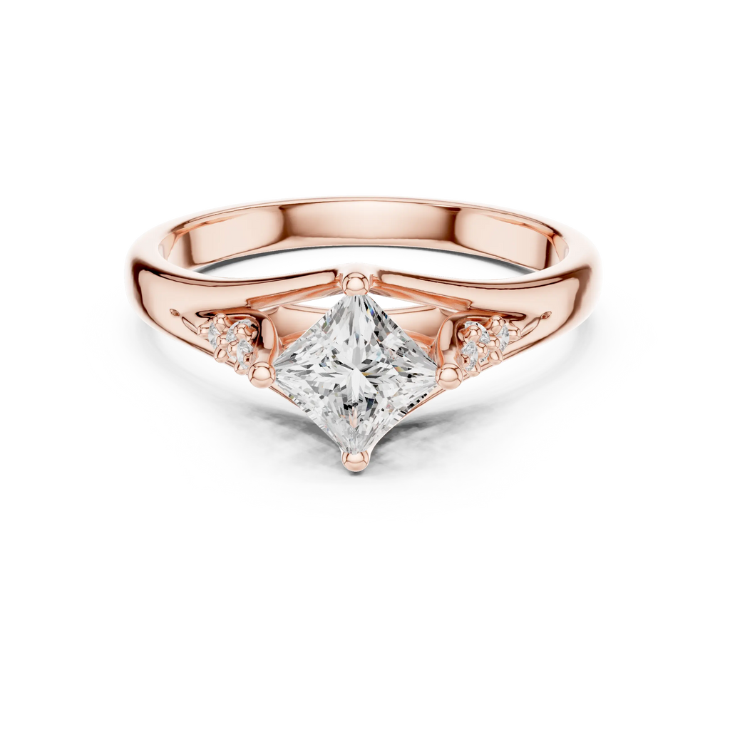 14K White Gold Princess-Cut Pavé Cathedral Moissanite Diamond Ring