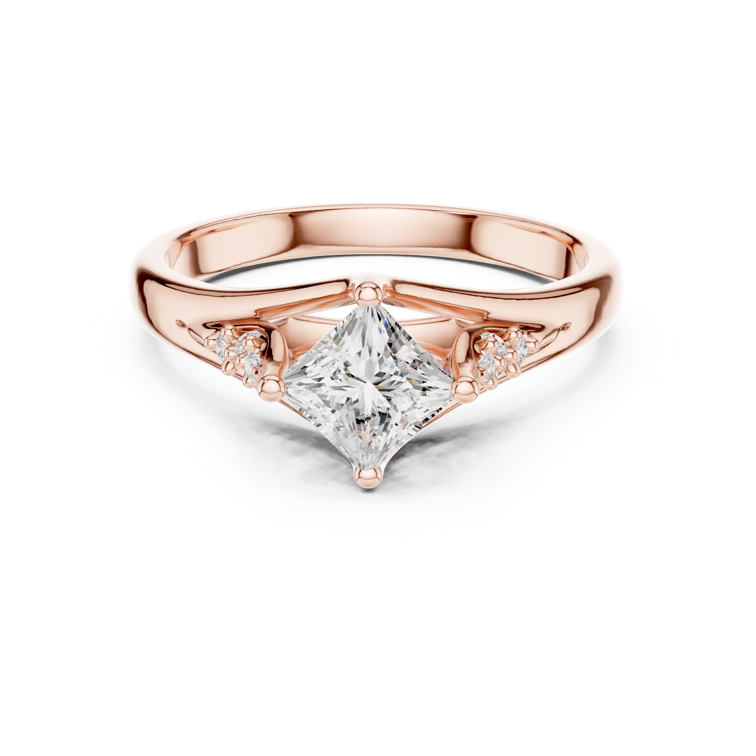 14K White Gold Princess-Cut Pavé Cathedral Moissanite Diamond Ring