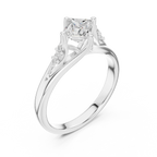 14K White Gold Princess-Cut Pavé Cathedral Moissanite Diamond Ring