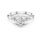 14K White Gold Princess-Cut Pavé Cathedral Moissanite Diamond Ring