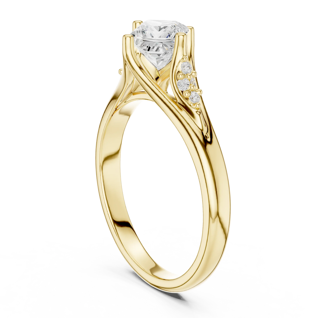 14K White Gold Princess-Cut Pavé Cathedral Moissanite Diamond Ring