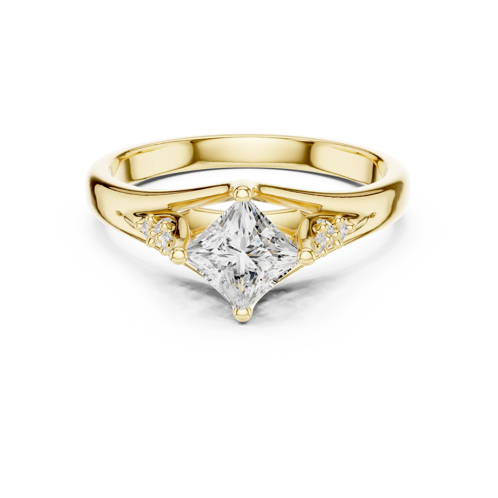 14K White Gold Princess-Cut Pavé Cathedral Moissanite Diamond Ring