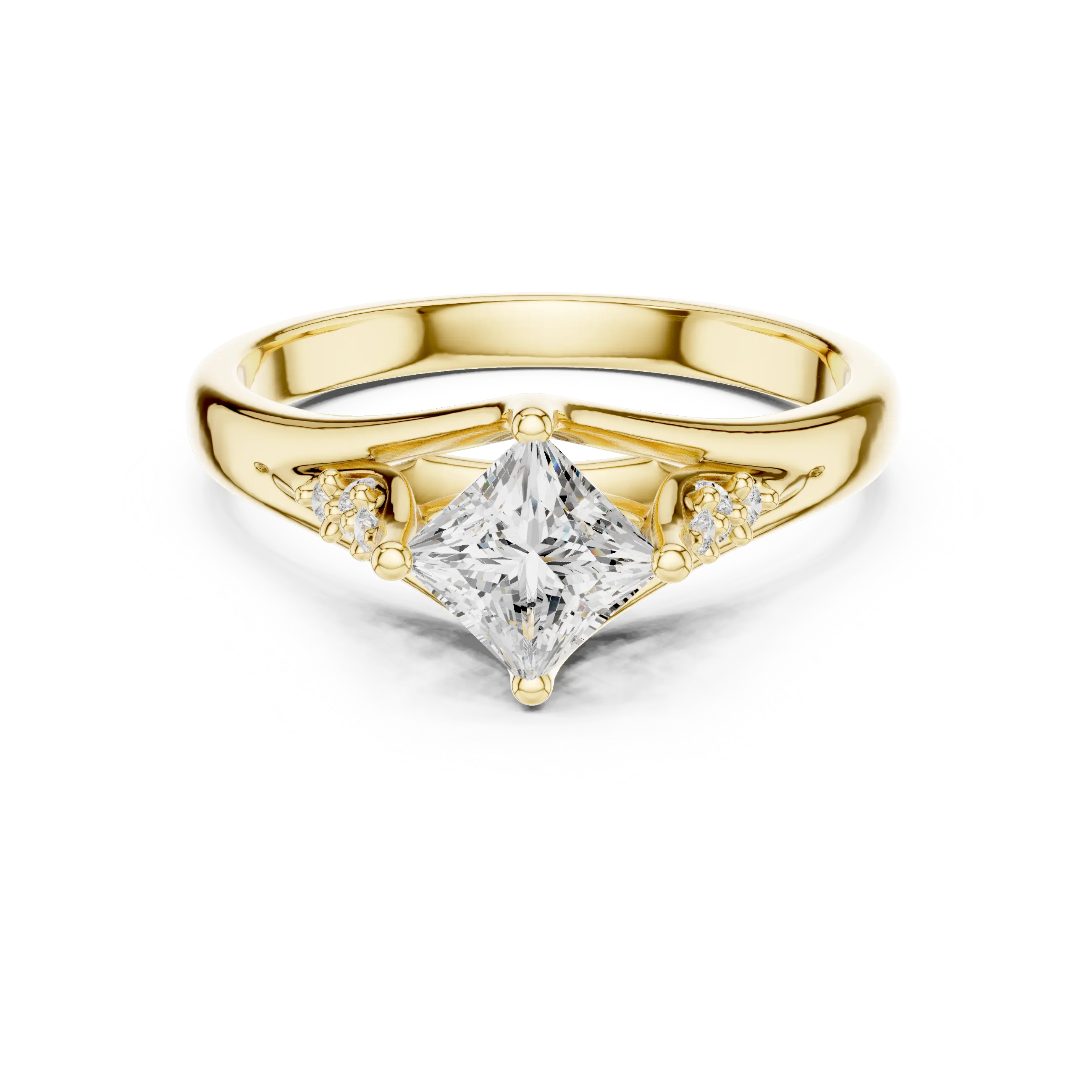 14K White Gold Princess-Cut Pavé Cathedral Moissanite Diamond Ring