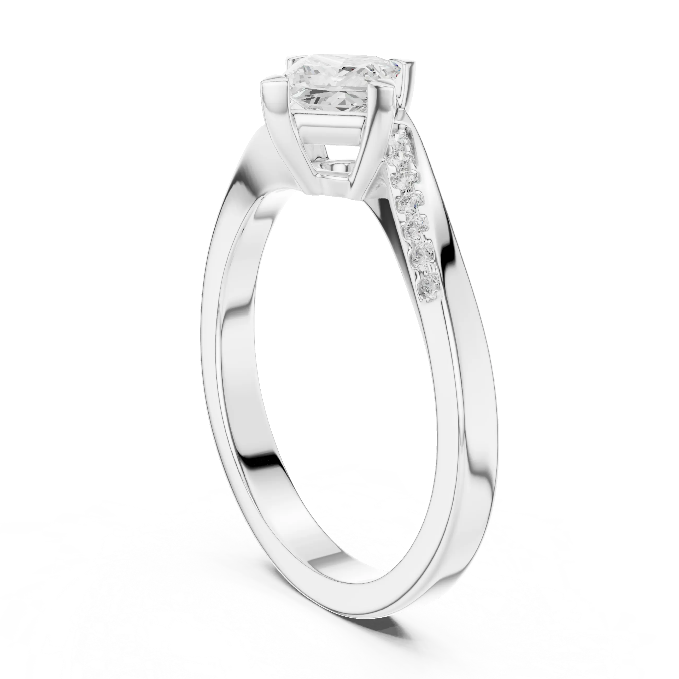 10K Yellow Gold Princess-Cut Pavé Bypass Lab Grown Diamond Ring
