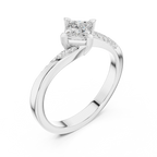 10K Yellow Gold Princess-Cut Pavé Bypass Lab Grown Diamond Ring