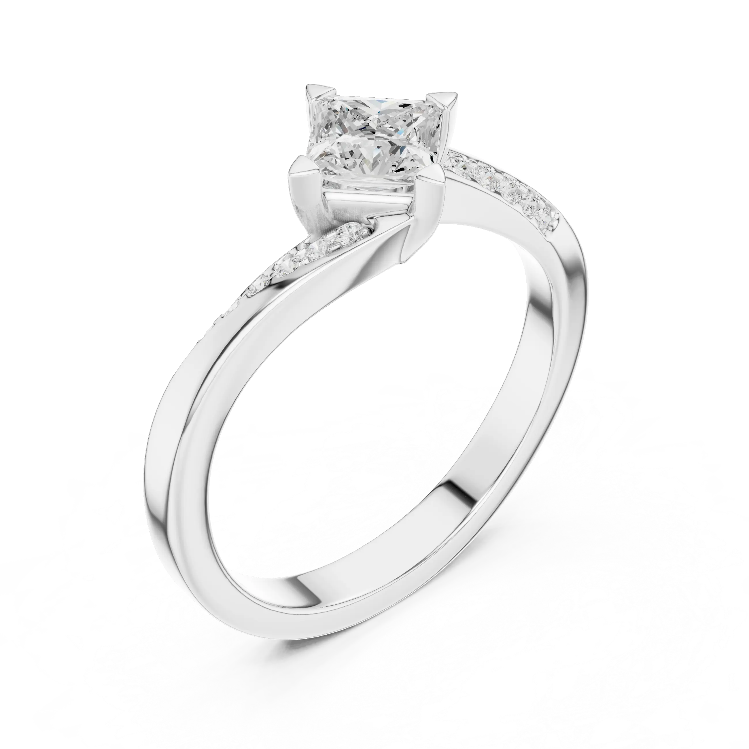 10K Yellow Gold Princess-Cut Pavé Bypass Lab Grown Diamond Ring