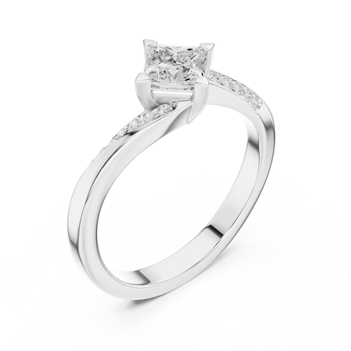 10K Yellow Gold Princess-Cut Pavé Bypass Lab Grown Diamond Ring