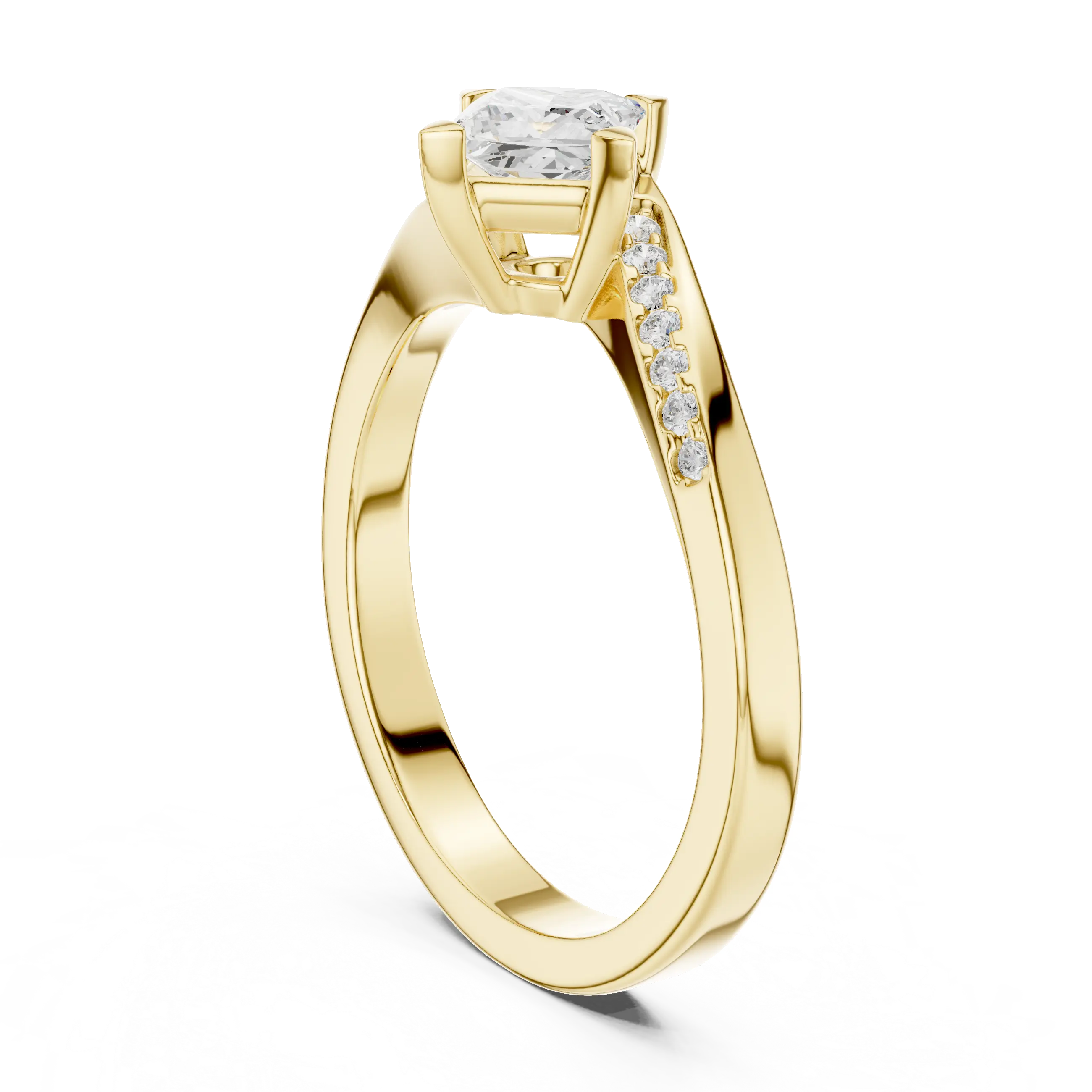 10K Yellow Gold Princess-Cut Pavé Bypass Lab Grown Diamond Ring