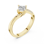 10K Yellow Gold Princess-Cut Pavé Bypass Lab Grown Diamond Ring