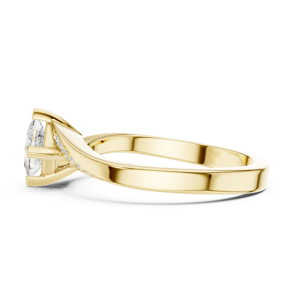 10K Yellow Gold Princess-Cut Pavé Bypass Lab Grown Diamond Ring