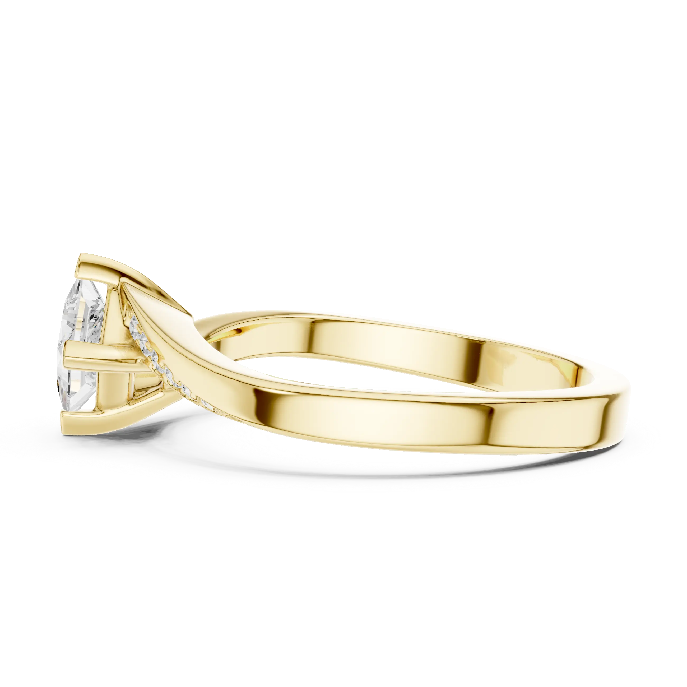 10K Yellow Gold Princess-Cut Pavé Bypass Lab Grown Diamond Ring