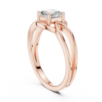 14K Rose Gold Emerald Square Architectural Bypass Diamond Engagement Ring