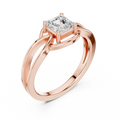 14K Rose Gold Emerald Square Architectural Bypass Diamond Engagement Ring