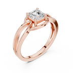 14K Rose Gold Emerald Square Architectural Bypass Diamond Engagement Ring