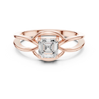 14K Rose Gold Emerald Square Architectural Bypass Diamond Engagement Ring