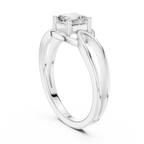 14K Rose Gold Emerald Square Architectural Bypass Diamond Engagement Ring