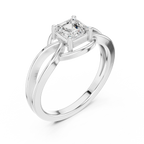 14K Rose Gold Emerald Square Architectural Bypass Diamond Engagement Ring