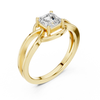 14K Rose Gold Emerald Square Architectural Bypass Diamond Engagement Ring